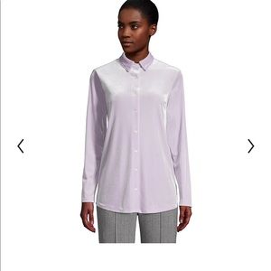 Lands End Velvet Tunic Purple Shirt